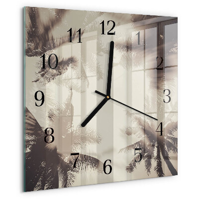 Wanduhr aus glas Palmen
