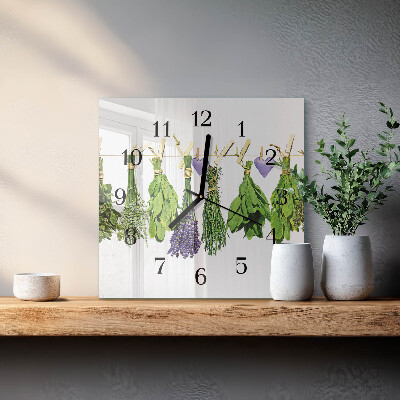 Wanduhr aus glas Kräuter