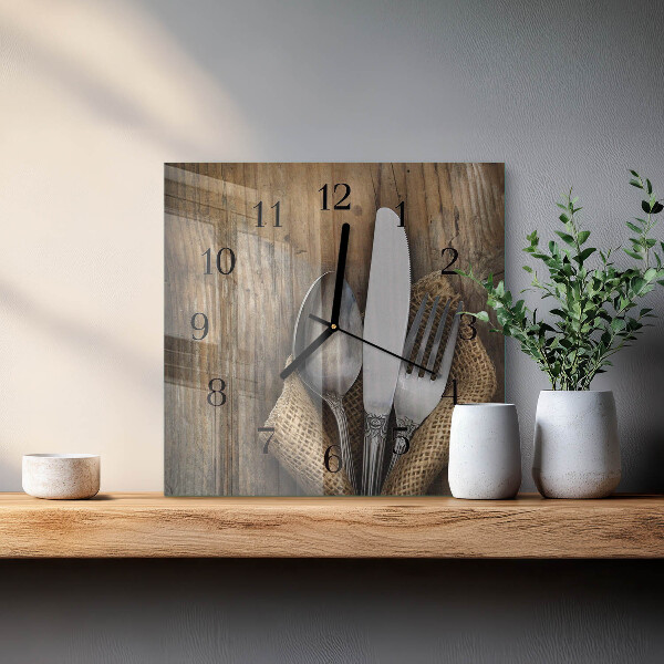 Wanduhr aus glas Besteck