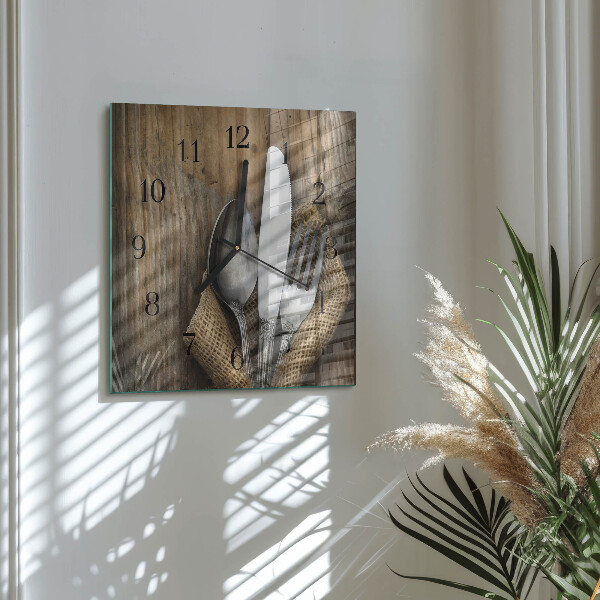 Wanduhr aus glas Besteck