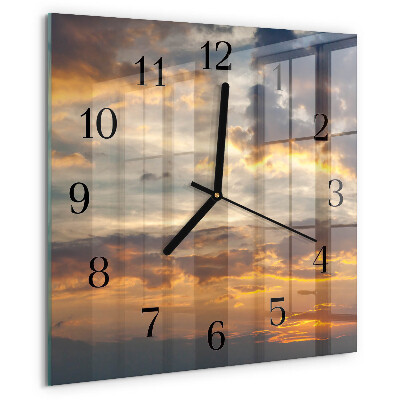 Wanduhr aus glas Sonnenuntergang