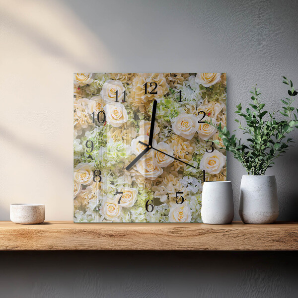 Wanduhr aus glas Elegante Blumen