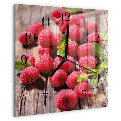 Wanduhr aus glas Himbeeren