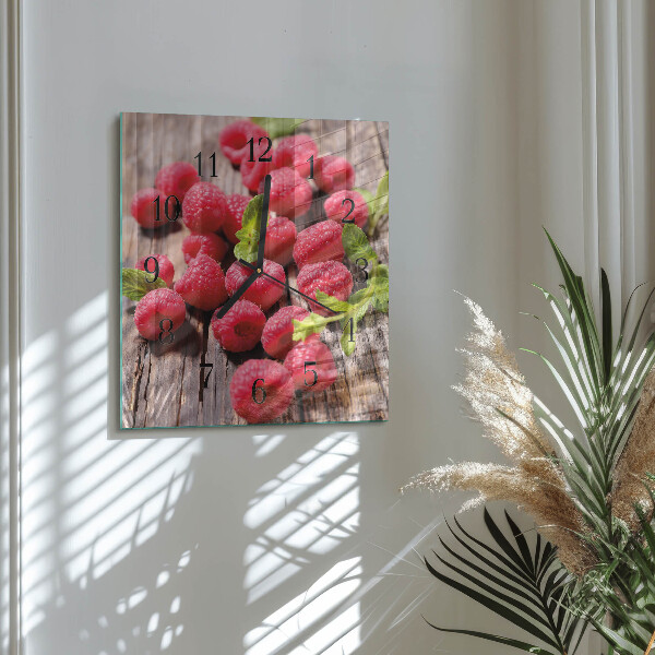 Wanduhr aus glas Himbeeren