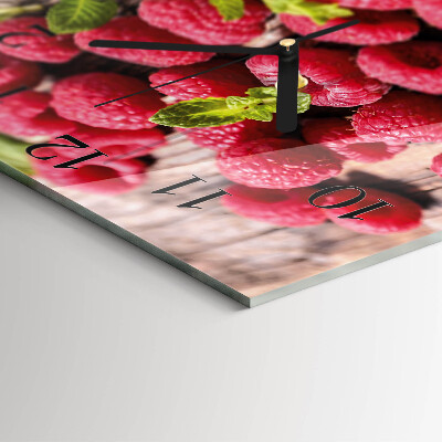 Wanduhr aus glas Himbeeren