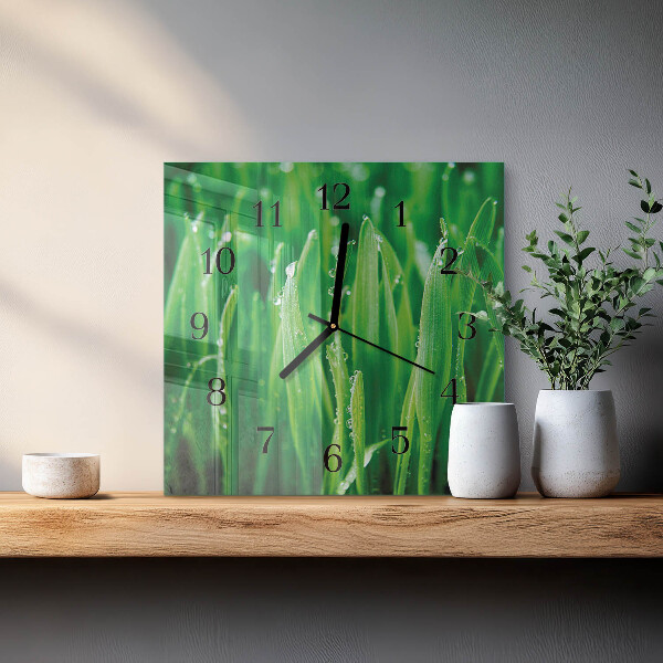 Wanduhr aus glas Grünes Gras