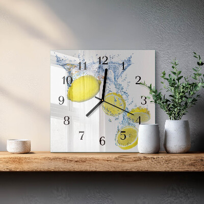 Wanduhr aus glas Zitronen