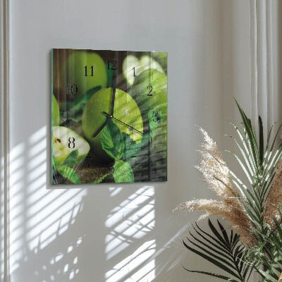 Wanduhr aus glas Grüne Äpfel