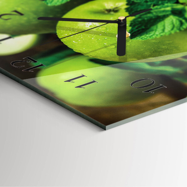 Wanduhr aus glas Grüne Äpfel