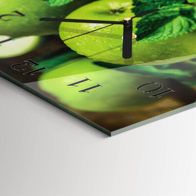 Wanduhr aus glas Grüne Äpfel