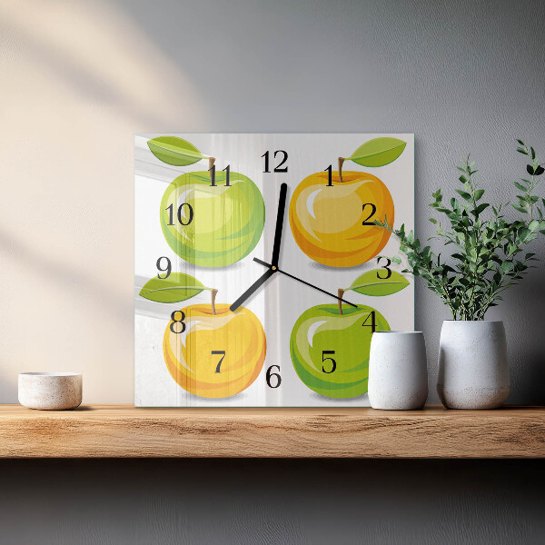 Wanduhr aus glas Äpfel