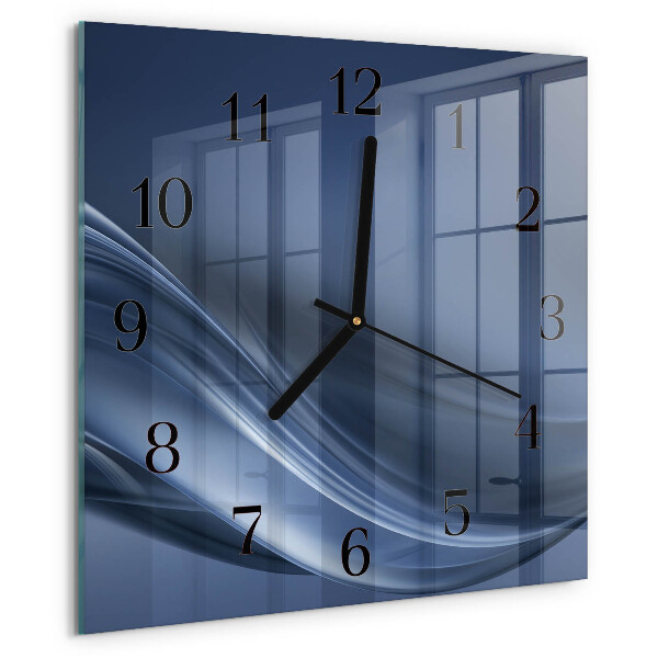 Wanduhr aus glas Blaue Wellen