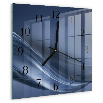 Wanduhr aus glas Blaue Wellen