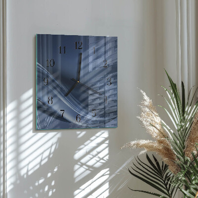 Wanduhr aus glas Blaue Wellen