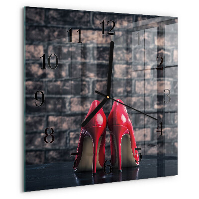 Wanduhr aus glas Rote High Heels