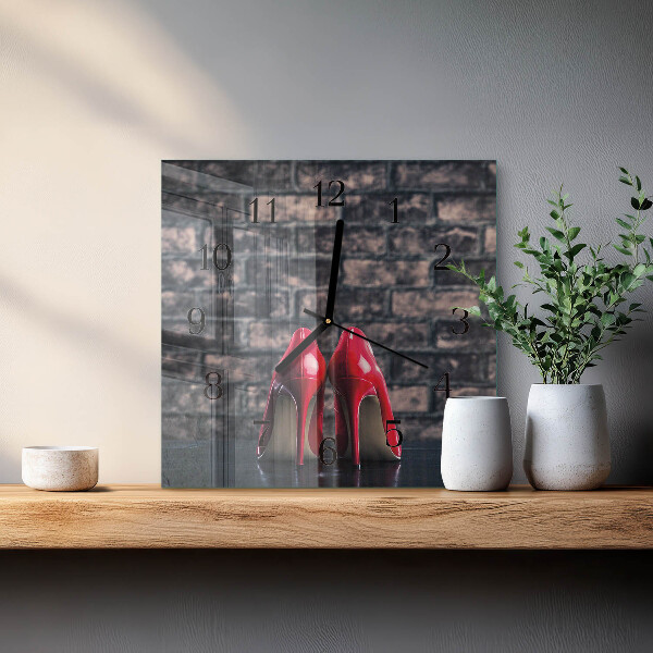 Wanduhr aus glas Rote High Heels
