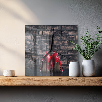 Wanduhr aus glas Rote High Heels