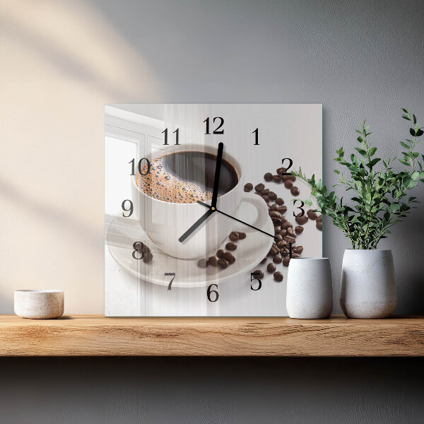 Wanduhr aus glas Tasse Kaffee