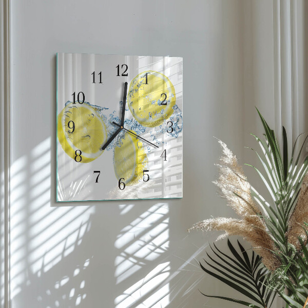 Wanduhr aus glas Zitronen