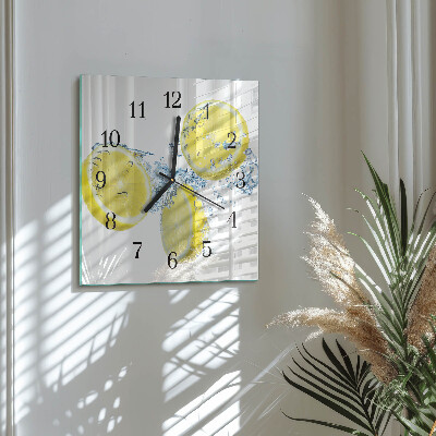 Wanduhr aus glas Zitronen