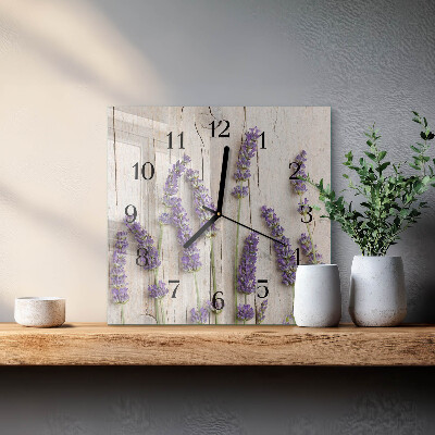 Wanduhr aus glas Lavendel