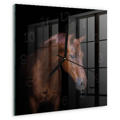 Wanduhr aus glas Pferd