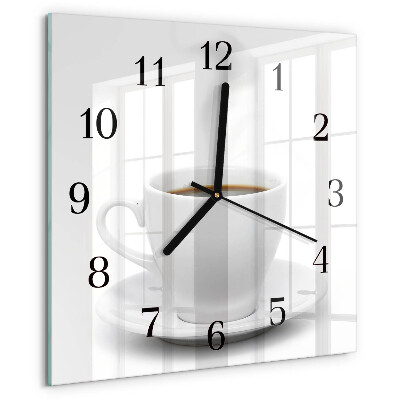 Wanduhr aus glas Tasse Kaffee