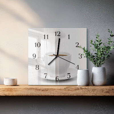 Wanduhr aus glas Tasse Kaffee