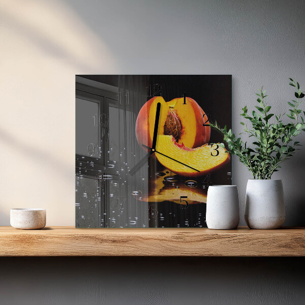 Wanduhr aus glas Pfirsich