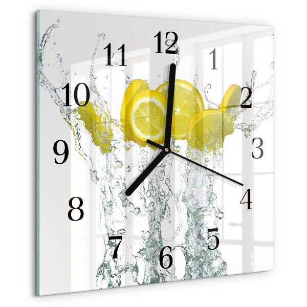Wanduhr aus glas Wasser mit Zitrone