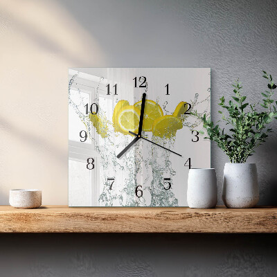 Wanduhr aus glas Wasser mit Zitrone