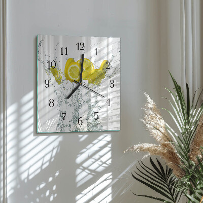 Wanduhr aus glas Wasser mit Zitrone