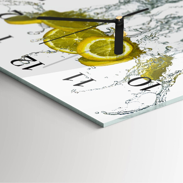 Wanduhr aus glas Wasser mit Zitrone