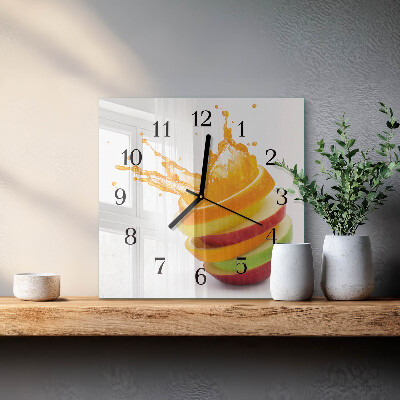Wanduhr aus glas Obst