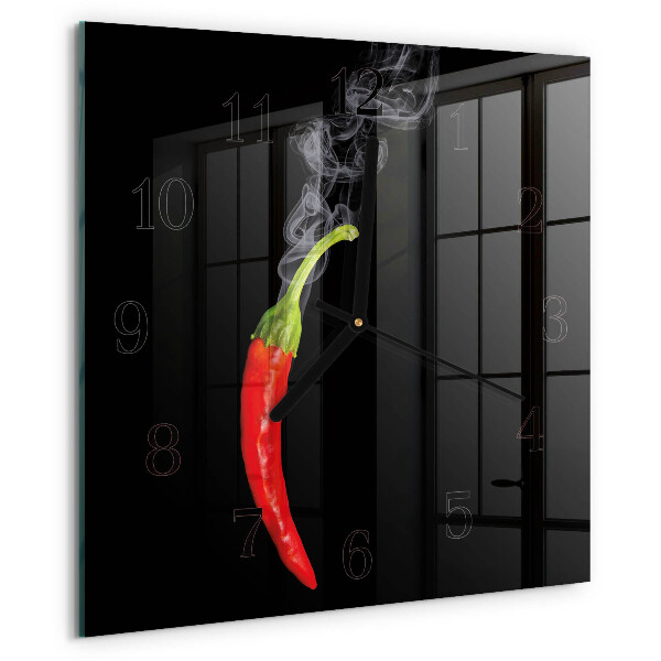Wanduhr aus glas Chili-Pfeffer