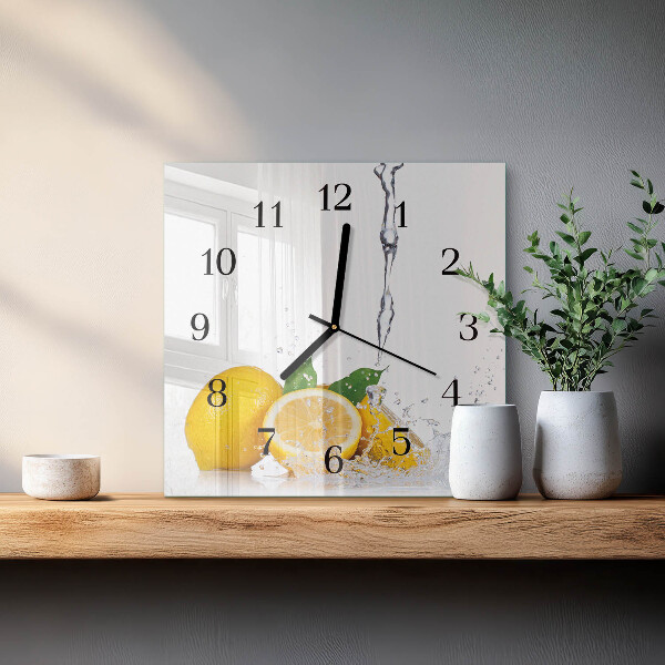 Wanduhr aus glas Zitronen