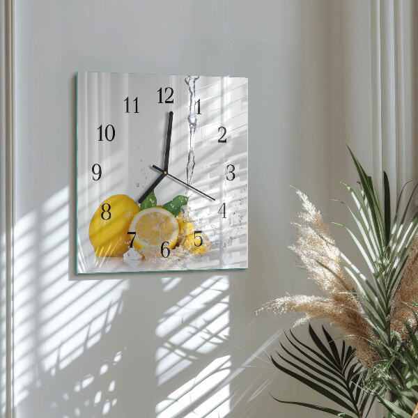 Wanduhr aus glas Zitronen