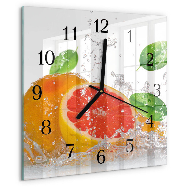 Wanduhr aus glas Grapefruit