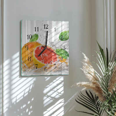 Wanduhr aus glas Grapefruit