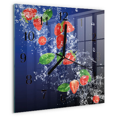 Wanduhr aus glas Erdbeeren