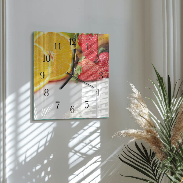 Wanduhr aus glas Obst