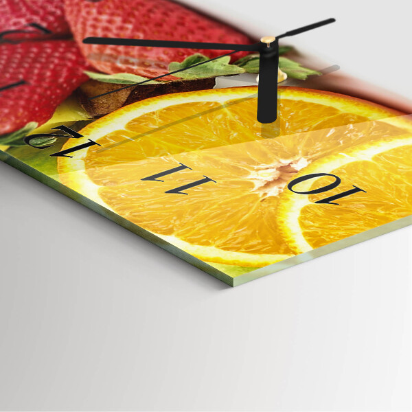 Wanduhr aus glas Obst