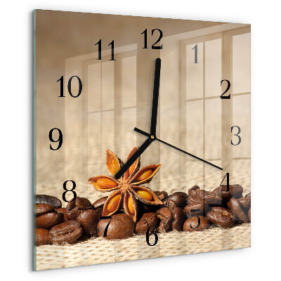Wanduhr aus glas Kaffeebohnen