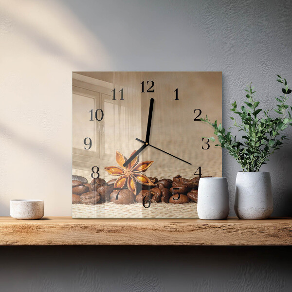 Wanduhr aus glas Kaffeebohnen