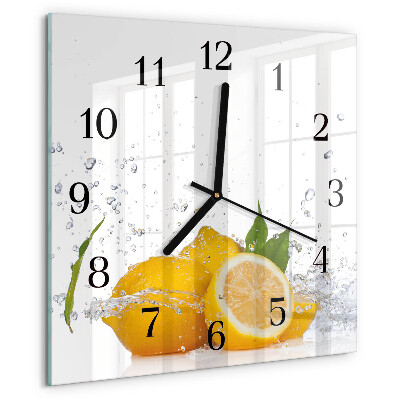 Wanduhr aus glas Zitronen
