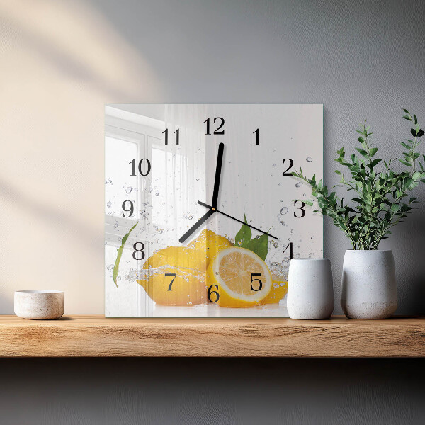 Wanduhr aus glas Zitronen