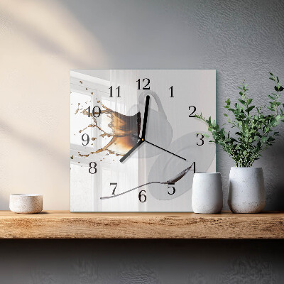 Wanduhr aus glas Tasse Kaffee