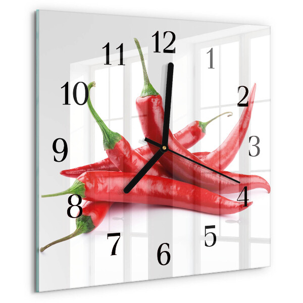 Wanduhr aus glas Chilischoten
