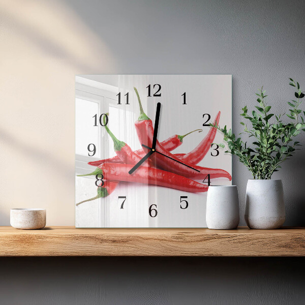 Wanduhr aus glas Chilischoten
