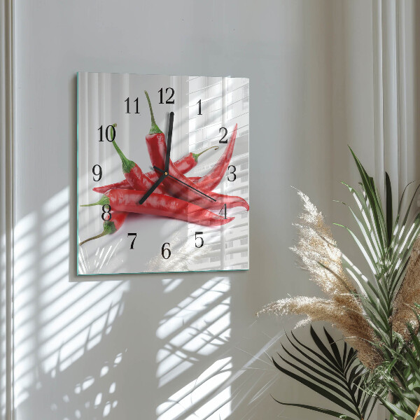 Wanduhr aus glas Chilischoten